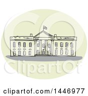 Sketched Drawing Styled Oval With The White House Building