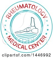 Clipart Of A Human Foot With Visible Bones With Rheumatology Medical Center Text Royalty Free Vector Illustration
