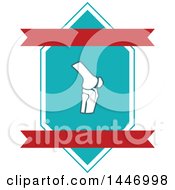 Clipart Of A Human Knee Joint In A Diamond With Blank Banners Royalty Free Vector Illustration