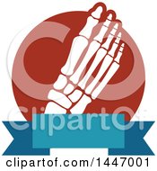 Clipart Of A Human Foot With Visible Bones Over A Banner With Text Space Royalty Free Vector Illustration