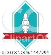 Clipart Of A Human Knee Joint In A Diamond With A Blank Banner Royalty Free Vector Illustration