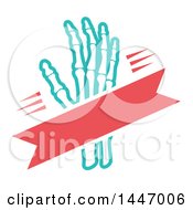 Clipart Of A Human Wrist And Hand With A Pink Banner Royalty Free Vector Illustration