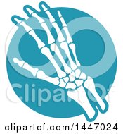 Poster, Art Print Of Human Wrist And Hand Over A Blue Circle