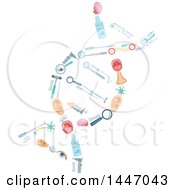 Poster, Art Print Of Dna Strand Formed Of Medical Icons