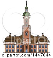 Poster, Art Print Of Line Drawing Styled German Landmark Abbey Church Birnau