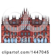 Poster, Art Print Of Line Drawing Styled German Landmark Old Town Hall