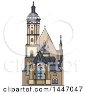 Poster, Art Print Of Line Drawing Styled German Landmark Church Thomaskirche