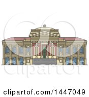 Poster, Art Print Of Line Drawing Styled Italian Landmark Massimo Theater