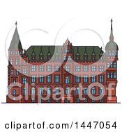 Poster, Art Print Of Line Drawing Styled German Landmark Town Hall