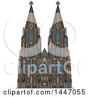 Poster, Art Print Of Line Drawing Styled German Landmark Cologne Cathedral