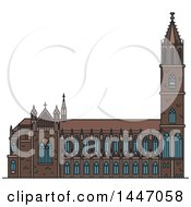 Poster, Art Print Of Line Drawing Styled German Landmark Magdeburg Cathedral