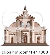 Poster, Art Print Of Line Drawing Styled Italian Landmark Roman Catholic Turin Cathedral