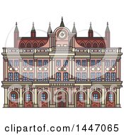 Poster, Art Print Of Line Drawing Styled German Landmark Town Hall