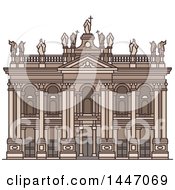 Poster, Art Print Of Line Drawing Styled Italian Landmark Archbasilica Of St John Lateran