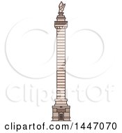 Clipart Of A Line Drawing Styled Italian Landmark Trajan Column Royalty Free Vector Illustration