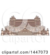 Poster, Art Print Of Line Drawing Styled Italian Landmark Monument Altare Della Patria