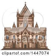 Poster, Art Print Of Line Drawing Styled Italian Landmark Naples Cathedral