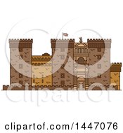 Poster, Art Print Of Line Drawing Styled Italian Landmark Castel Nuovo