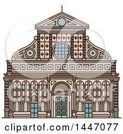 Poster, Art Print Of Line Drawing Styled Italian Landmark Church Santa Maria Novella