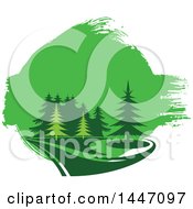 Poster, Art Print Of Park Of Evergreen Trees And Green Paint