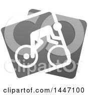 Clipart Of A Grayscale Bicycle Cyclist Icon Royalty Free Vector Illustration