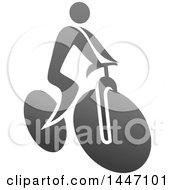 Clipart Of A Grayscale Bicycle Cyclist Icon Royalty Free Vector Illustration