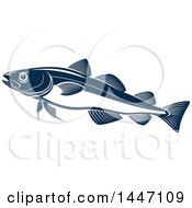 Clipart Of A Navy Blue And White Navaga Fish Royalty Free Vector Illustration