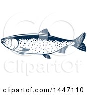 Poster, Art Print Of Navy Blue And White Salmon Fish