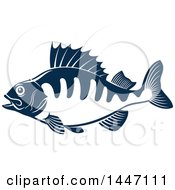 Poster, Art Print Of Navy Blue And White Perch Fish