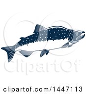 Poster, Art Print Of Navy Blue And White Humpback Salmon Fish