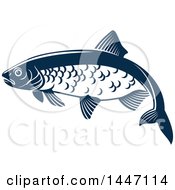 Clipart Of A Navy Blue And White Herring Fish Royalty Free Vector Illustration