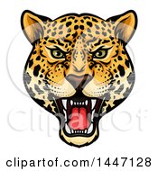 Fierce Roaring Jaguar Mascot Head