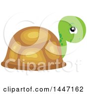Clipart Of A Cute Tortoise Turtle Peeking From His Shell Royalty Free Vector Illustration