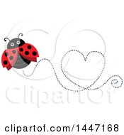Poster, Art Print Of Cute Ladybug With A Trail Of Dots Forming A Heart