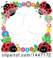 Poster, Art Print Of Cute Ladybug And Flower Frame