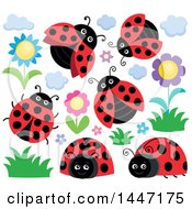Poster, Art Print Of Ladybugs And Flowers