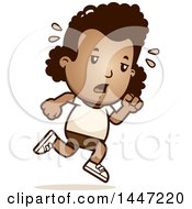Retro Tired African American Girl Running In Shorts