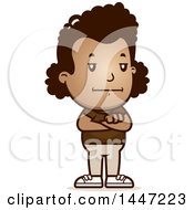 Clipart Of A Retro Bored Or Stubborn African American Girl Standing With Folded Arms Royalty Free Vector Illustration
