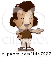 Clipart Of A Retro African American Girl Laughing And Pointing Royalty Free Vector Illustration