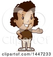 Clipart Of A Retro African American Girl Presenting Royalty Free Vector Illustration by Cory Thoman