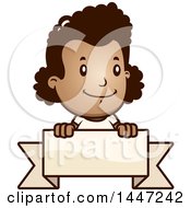Retro African American Girl Over A Blank Ribbon Banner