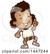 Retro African American Girl In Shorts Doing A Happy Dance