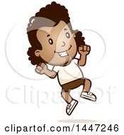Retro African American Girl Jumping In Shorts