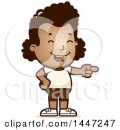 Retro African American Girl In Shorts Laughing And Pointing