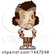 Retro Angry African American Girl In Shorts With Hands On Her Hips