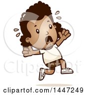 Retro African American Girl In Shorts Running Scared