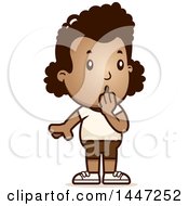 Clipart Of A Retro Surprised Gasping African American Girl In Shorts Royalty Free Vector Illustration