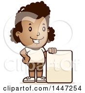 Retro African American Girl In Shorts With A Blank Sign