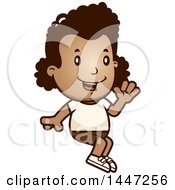 Retro African American Girl Sitting And Waving In Shorts