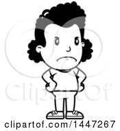 Clipart Of A Retro Black And White Angry African American Girl With Hands On Her Hips Royalty Free Vector Illustration